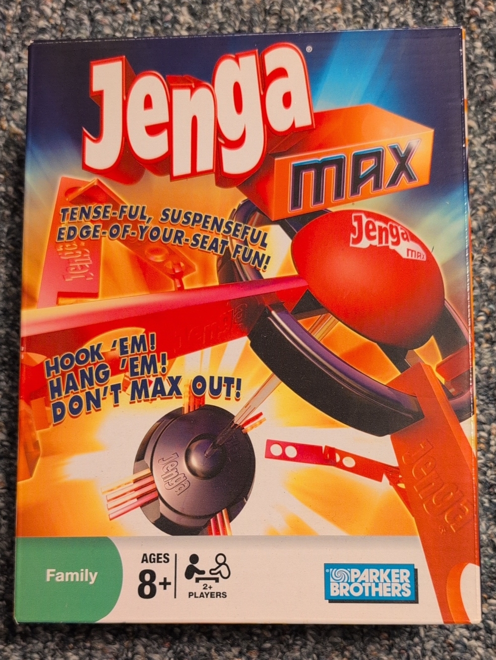 Jenga Max Game by Hasbro Parker Brothers - Red/Orange